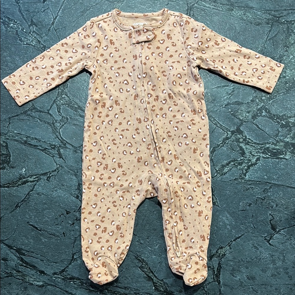 Carter's Cream and Brown Cozy Footies One Piece